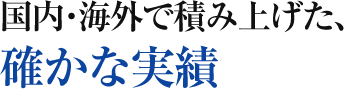 国内・海外で積み上げた、確かな実績